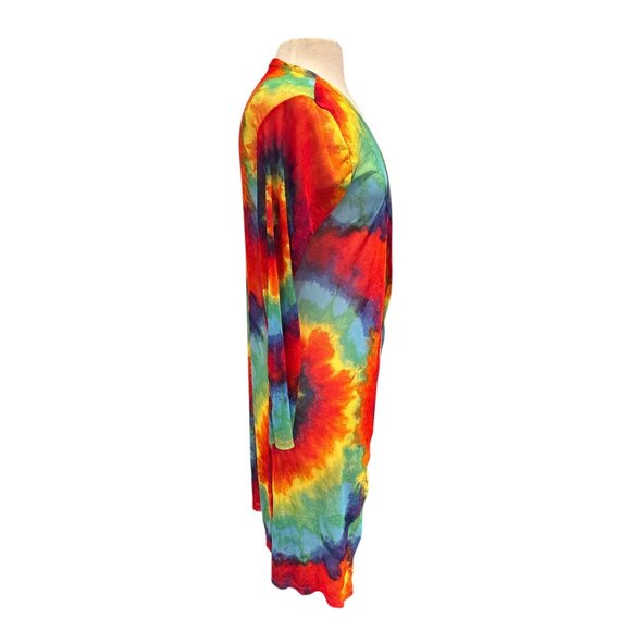 Womens XL Tie-Dye Open Front Long Sleeve Cardigan By NYC - Picture 4 of 7